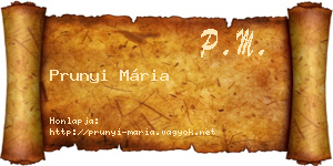 Prunyi Mária névjegykártya